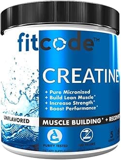 Fitcode Creatine Monohydrate 5 Grammes of Pure micronized creatine monohydrate for Muscle Building, Recovery Strength & Stamina, unflavored Powder 60 Servings