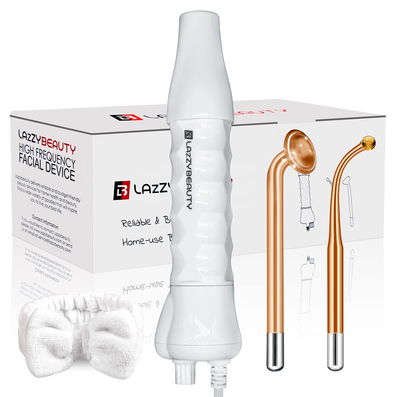 Lazzybeuauty High Frequency Facial Machine Portable Handheld Skin Therapy Wand Mushroom Electrode Bent Tube Neon - Wrinkle Acne Removal Face Lift Skin Tightening Puffy Eyes Highfrequency Toning Device