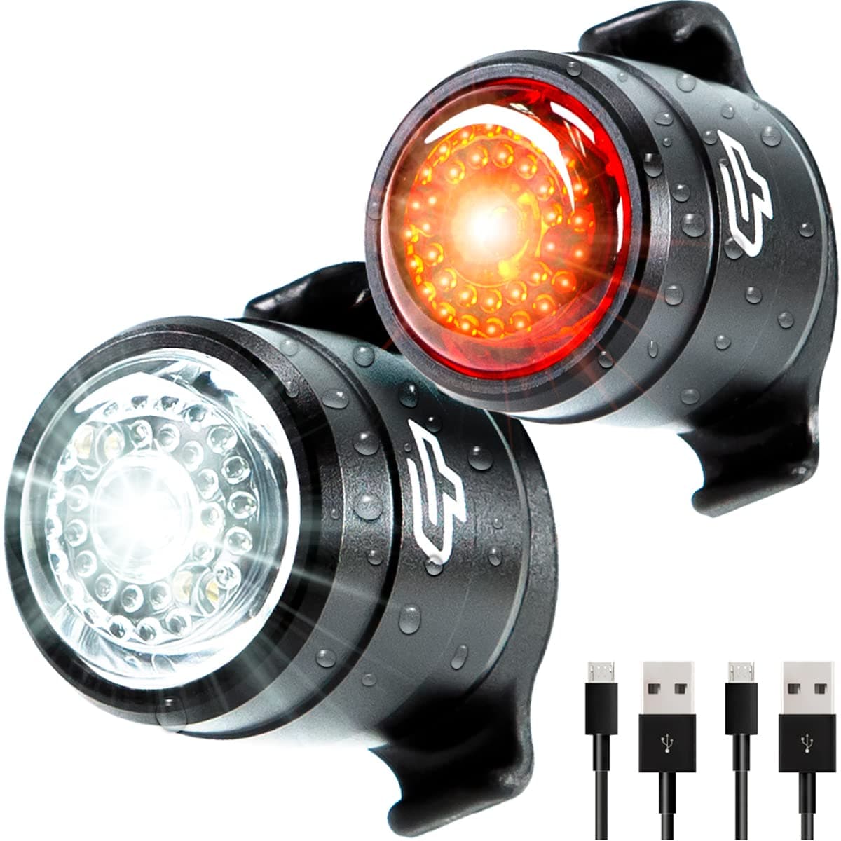 Cycle Torch Bolt Combo - USB Rechargeable Bike Light Front and Back| Safety Bicycle LED Headlight & Rear Tail Light | Bike Lights Set, Easy to Install for Men Women Kids (2 PC)