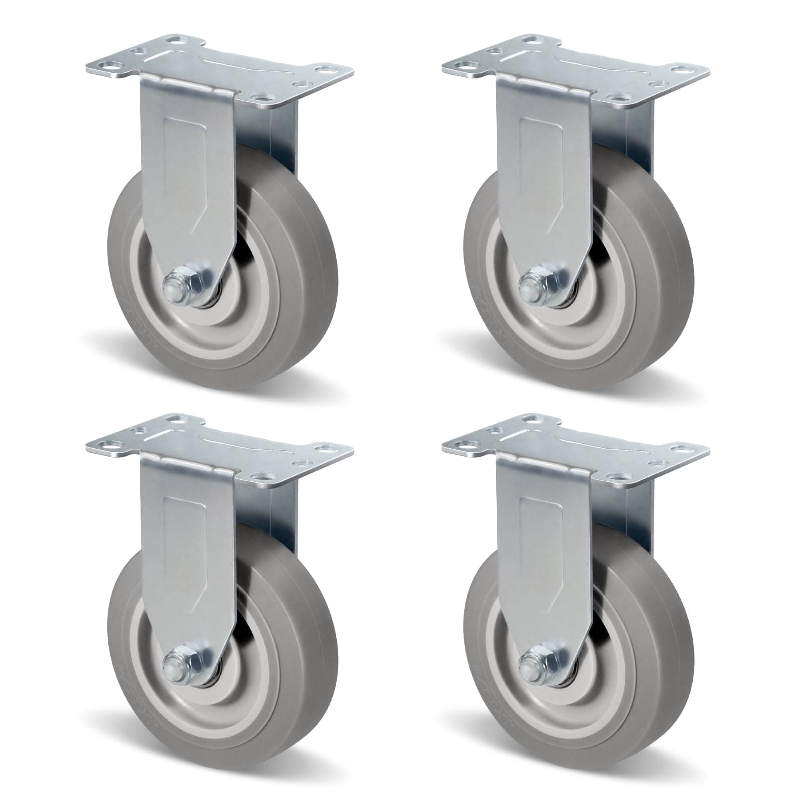 4 inch Heavy Duty Casters, Casters Set of 4 with 1200lbs Total Capacity, Top Plate Wheels for Cart,Furniture,Workbench (4 Pack Rigid)