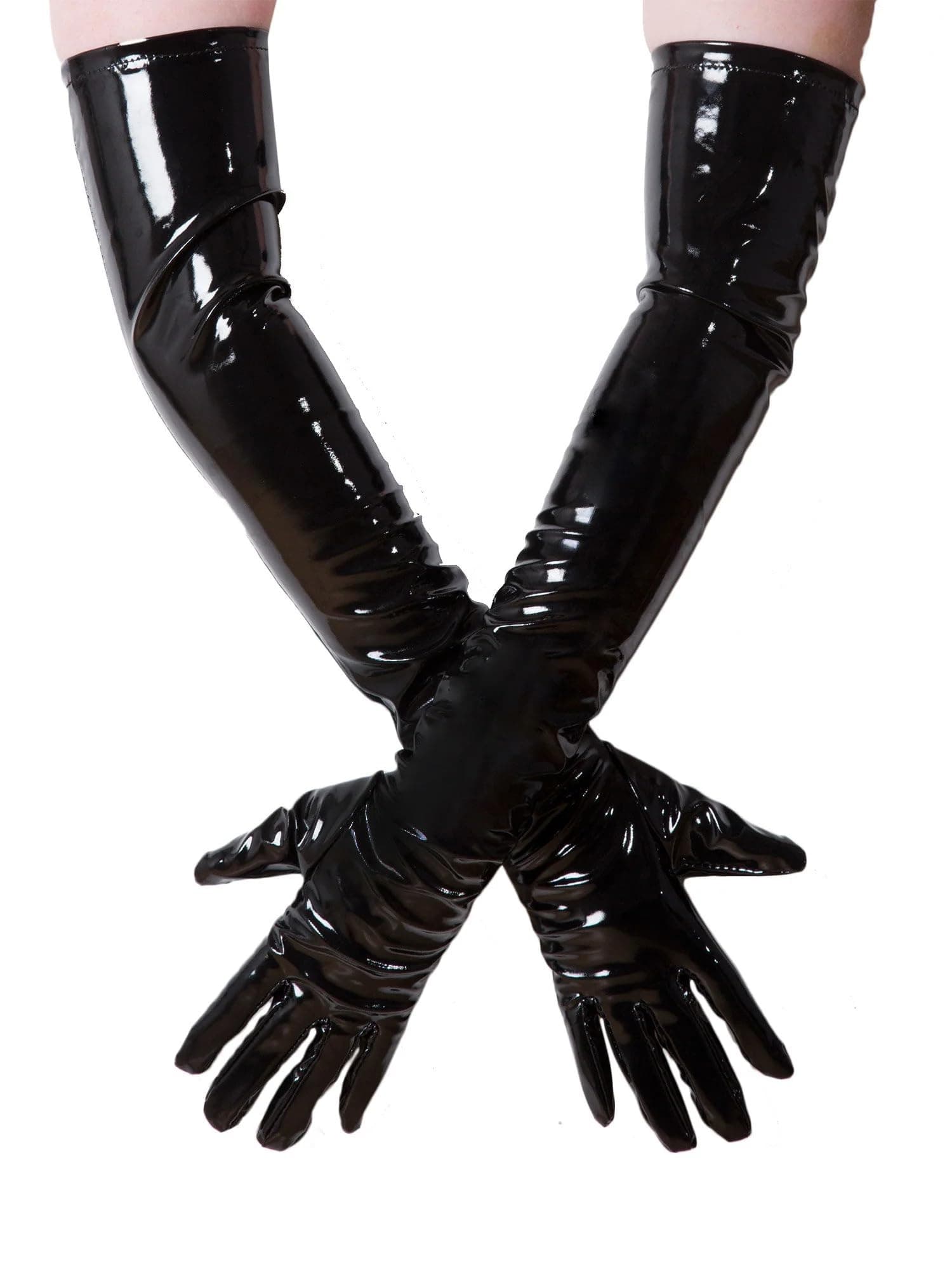 Honour Unisex Black Opera Like PVC Long Gloves In Four Sizes
