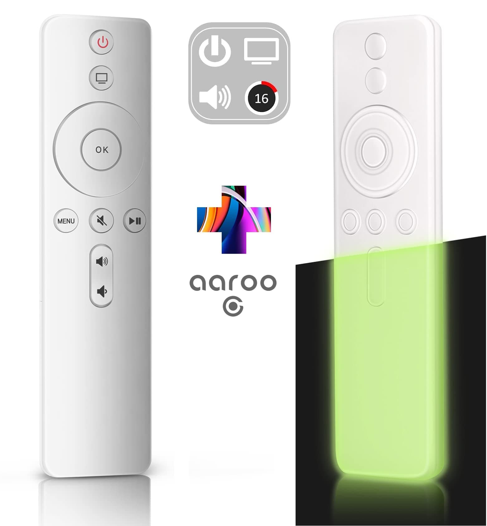 aaroogo [w/Silicone Cover] [w/Home & Volume] Control for Apple TV 4K HD A2169 A1842 A1625 A1427 A1469 A1378 A1218 (Ivory)