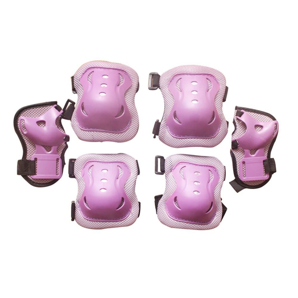 3 Sets Children Knee braces kit - Eruner Knee Palm Elbow Thickened Sponge Protective Pad Support Skating, Skateboard, Biking, Mini Bike Riding [6 Pcs] - Purple