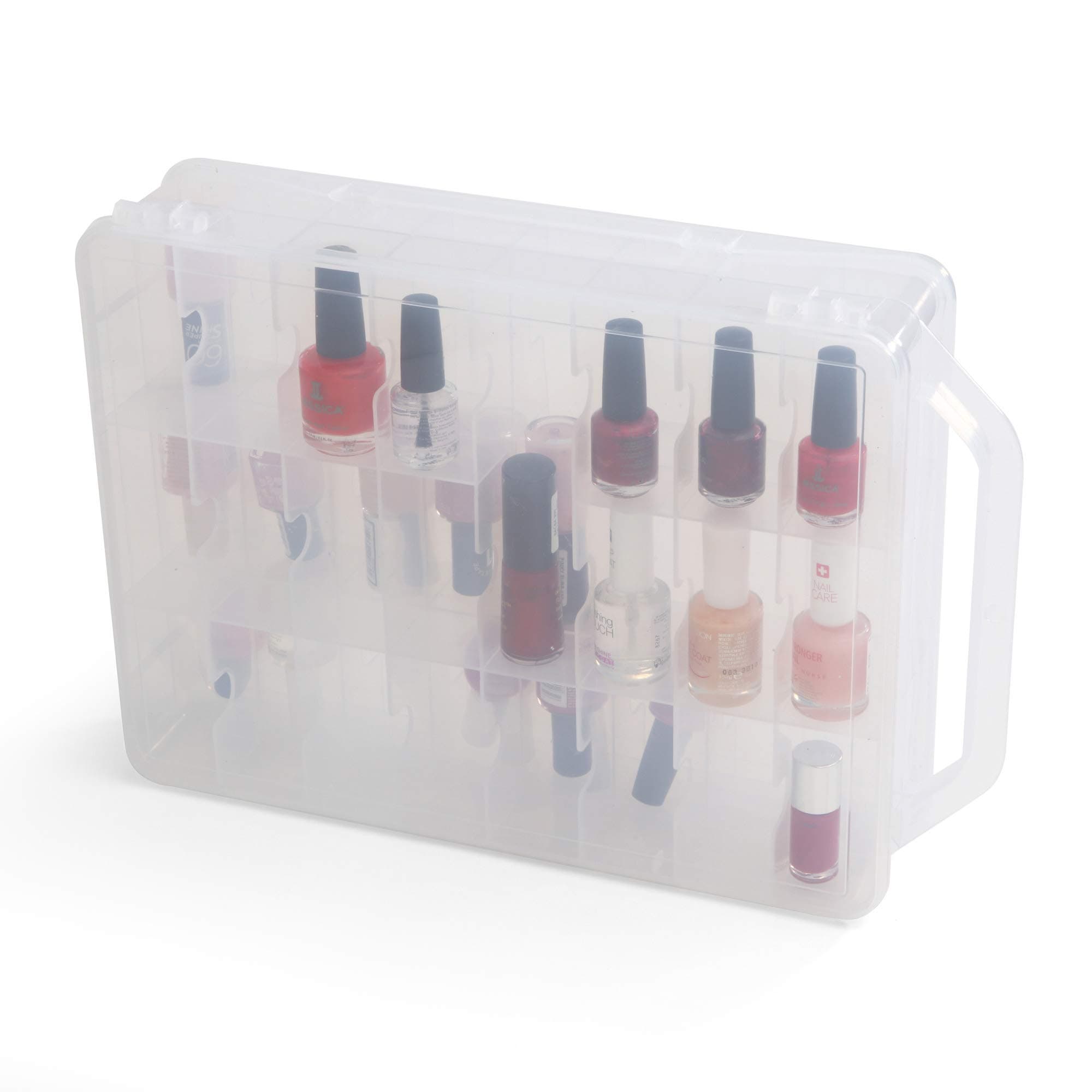 Nail Polish Storage Case - Clear Double Sided Storage for up to 48 nail varnishes