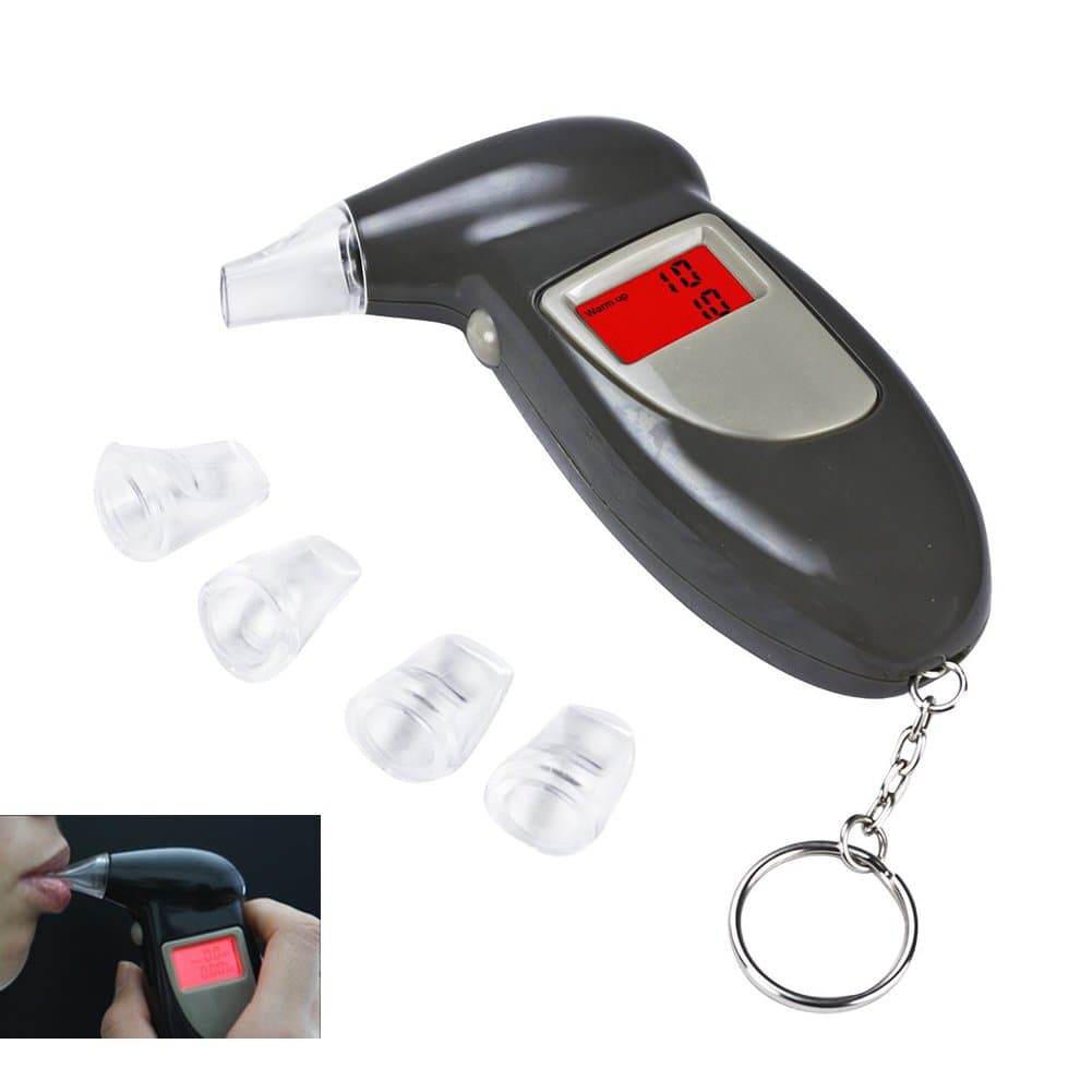 Alcohol tester - New Digital Breath Breathalyzer Breathalyser Blood Alcohol Level Tester Analyzer with LCD display Keychain, Professional Grade Alcohol Detector