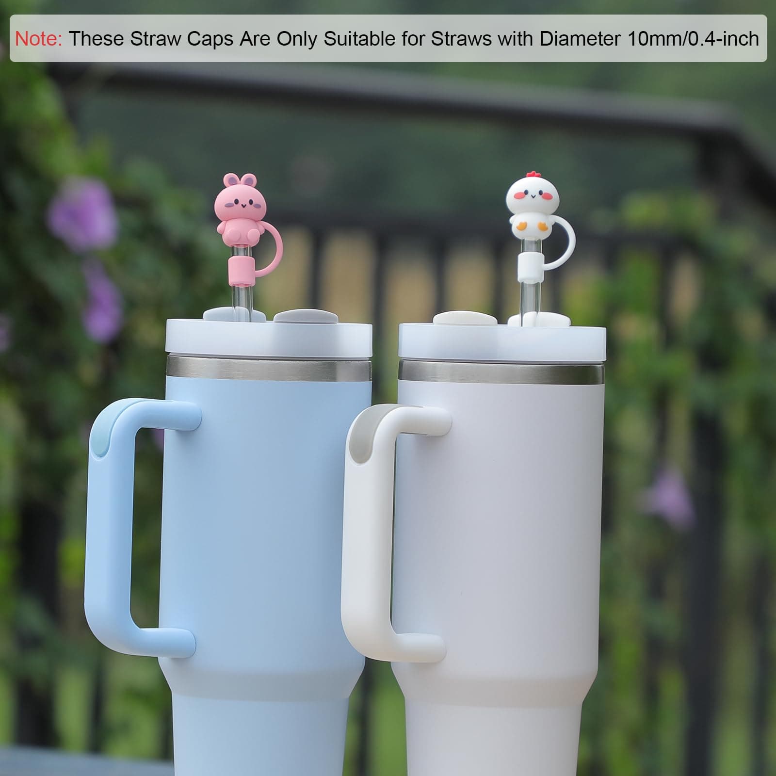 Stanley Cup Straw Cover Caps - 5 Pcs Silicone Cute Straw Caps - 10mm Toppers Reusable Lids for 30&40 Oz Tumblers