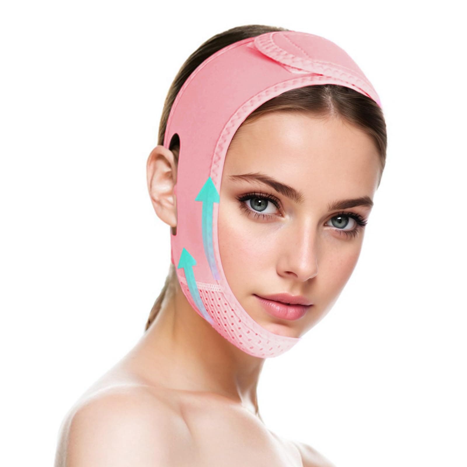 V Line Lifting Mask Chin strap for sleeping, V Line Lifting Mask for Women,Jaw Exerciser，Medium,Pink