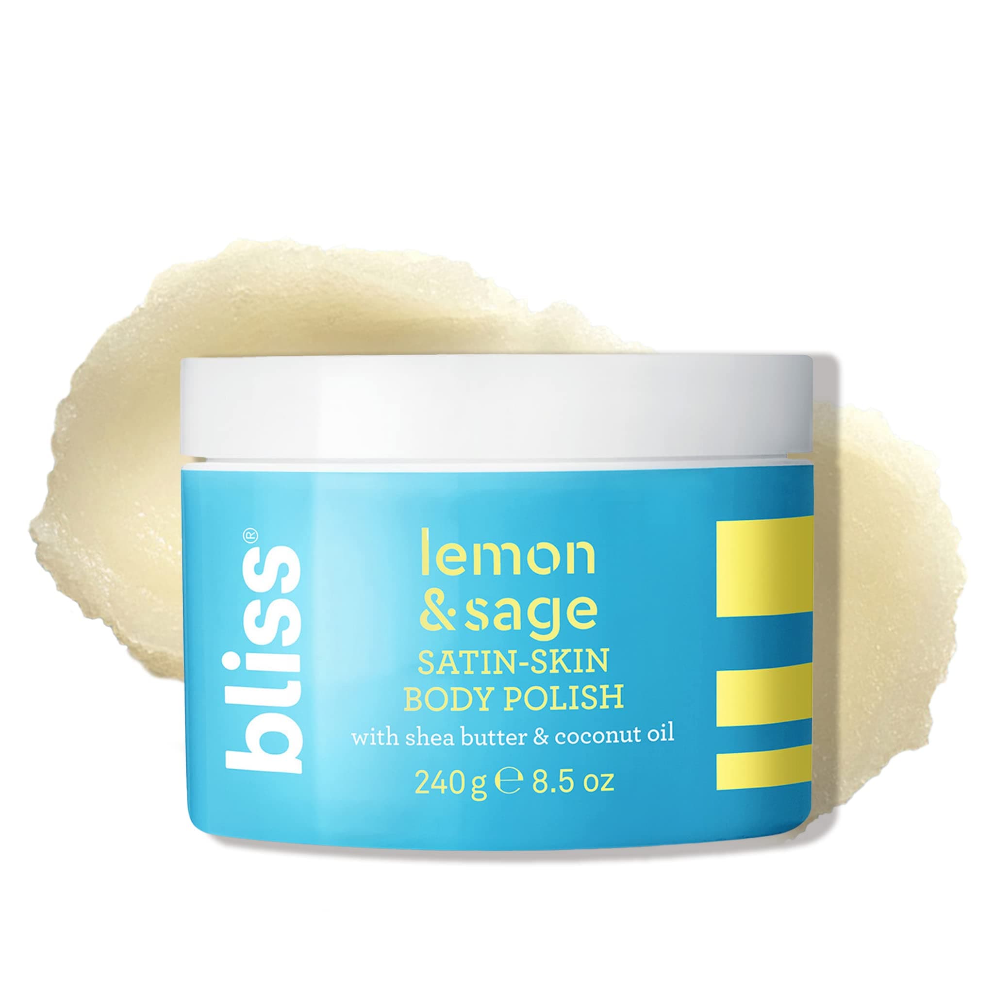 Bliss Satin-Skin Body Polish - Lemon and Sage - Body Scrub with Shea Butter and Coconut Oil - 250 ml- Smoothing and Balancing Skincare - All Skin Types - Vegan & Cruelty-Free