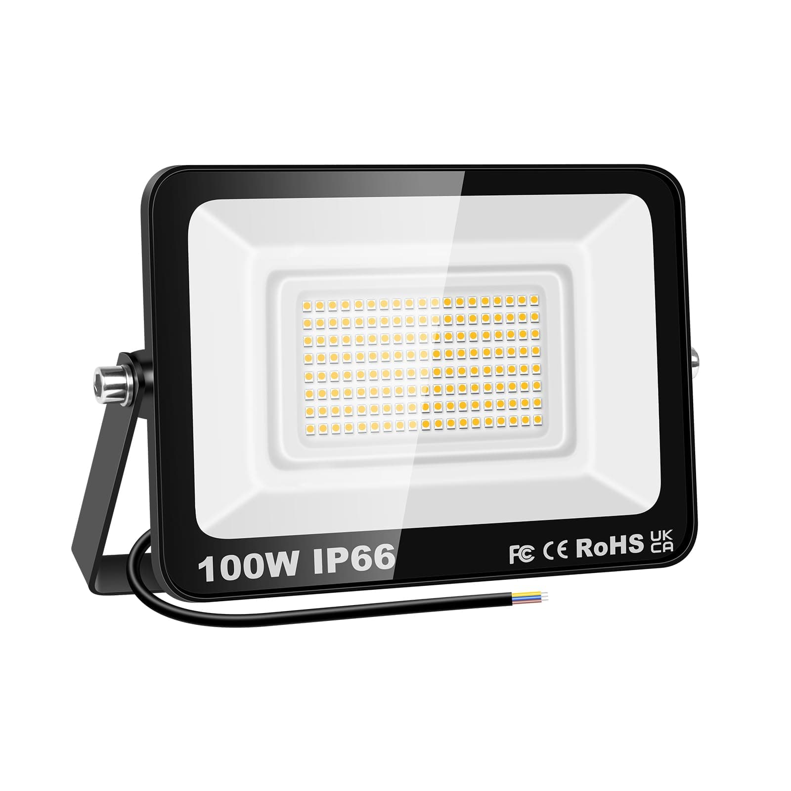 PICAA 100W LED Flood Lights Outdoor, Super Bright Security Lights, IP66 Waterproof Floodlight, Warm White (3500K) Wall Light, Perfect for Garden, Yard, Garage, Patio,Warehouse, Parking Lot
