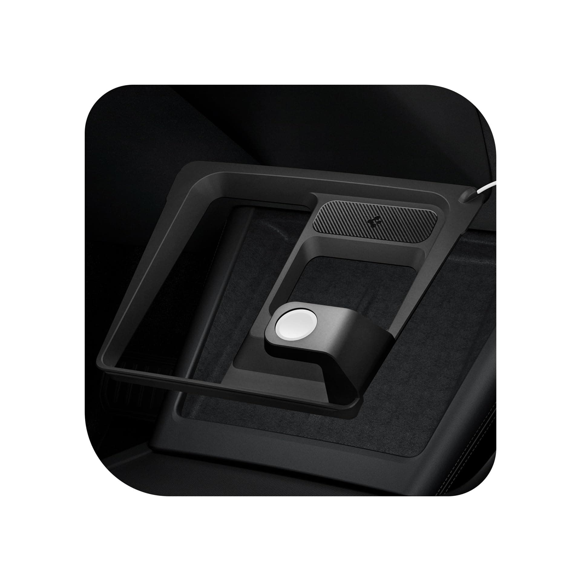 Spigen Tesla Model 3 2024 Highland 3 in 1 Wireless Charging Hub Mount Station, Easy Cable Management, Designed for Model 3 Accessories - Carbon