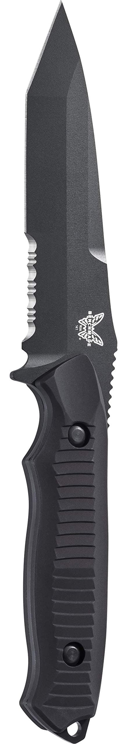 Benchmade - Nimravus 141SBK Knife, Tanto Blade, Serrated Edge, Coated Finish, Black Handle, Made in the USA