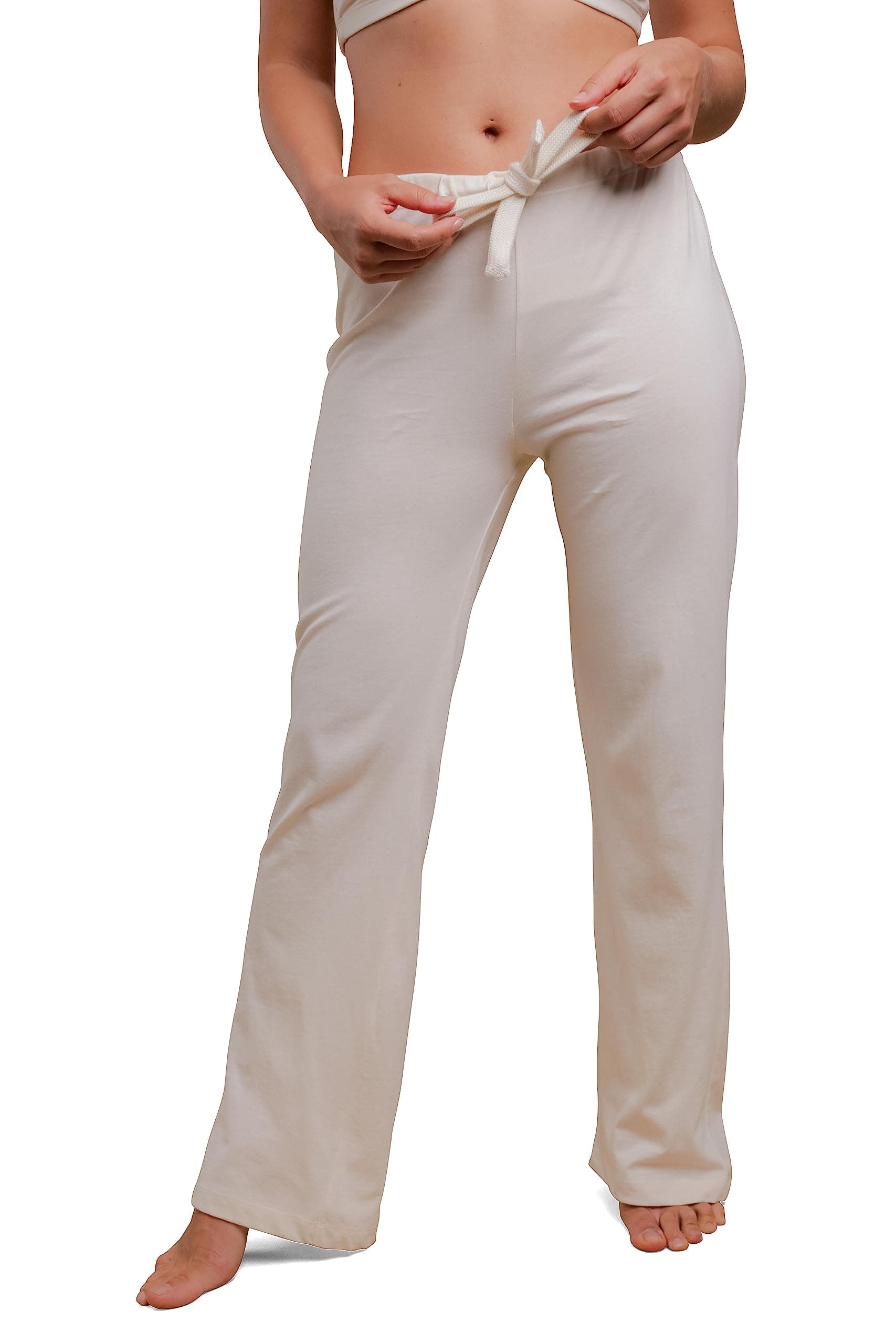 Cottonique Women's Latex-Free Drawstring Lounge Pants Made from 100% Organic Cotton (Black)