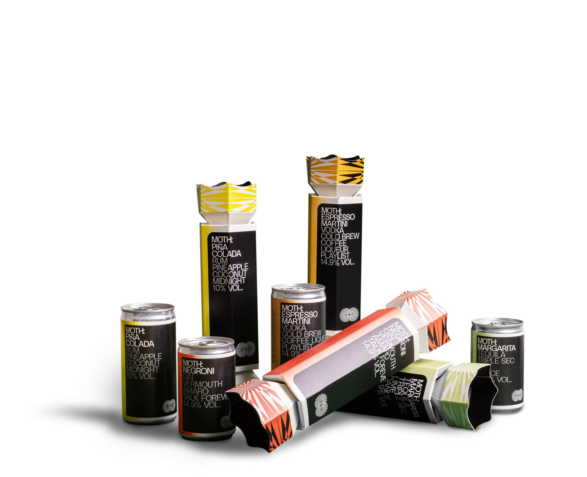 MOTH: Cocktails Drinks Crackers - Variety Pack, Ready To Drink Cans, Mixed Case of 4 - Premium Quality Bar Strength