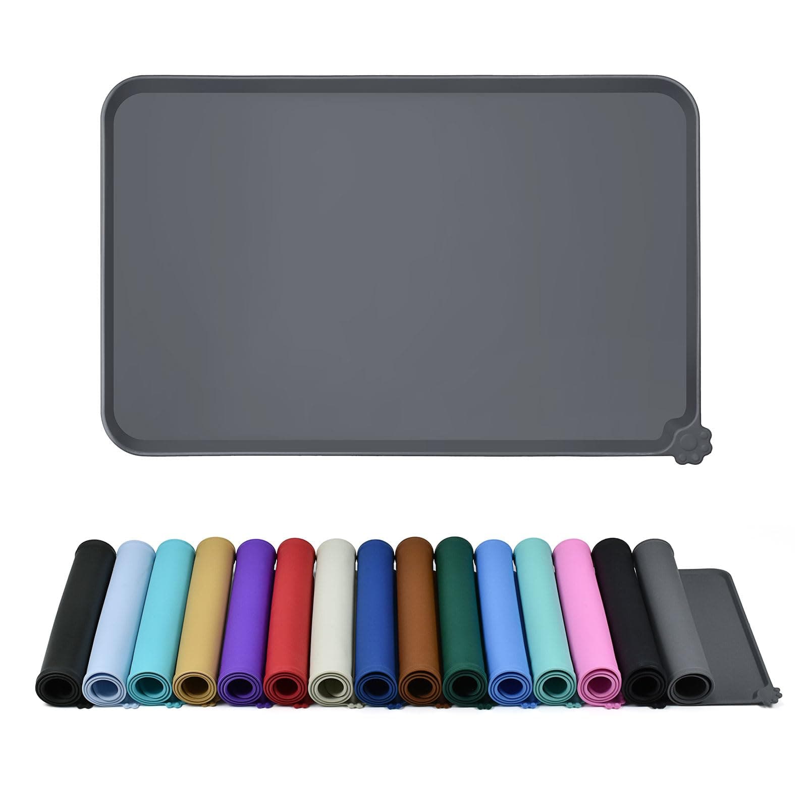 Waterproof Pet Feeding Mat with High Raised Edges, Heavier and Thicker Placemats for Cat Dog Water Bowl with BPA Free, Dogs Cats Food Mats for Messy Drinkers to Prevent Spill and Protect Floors