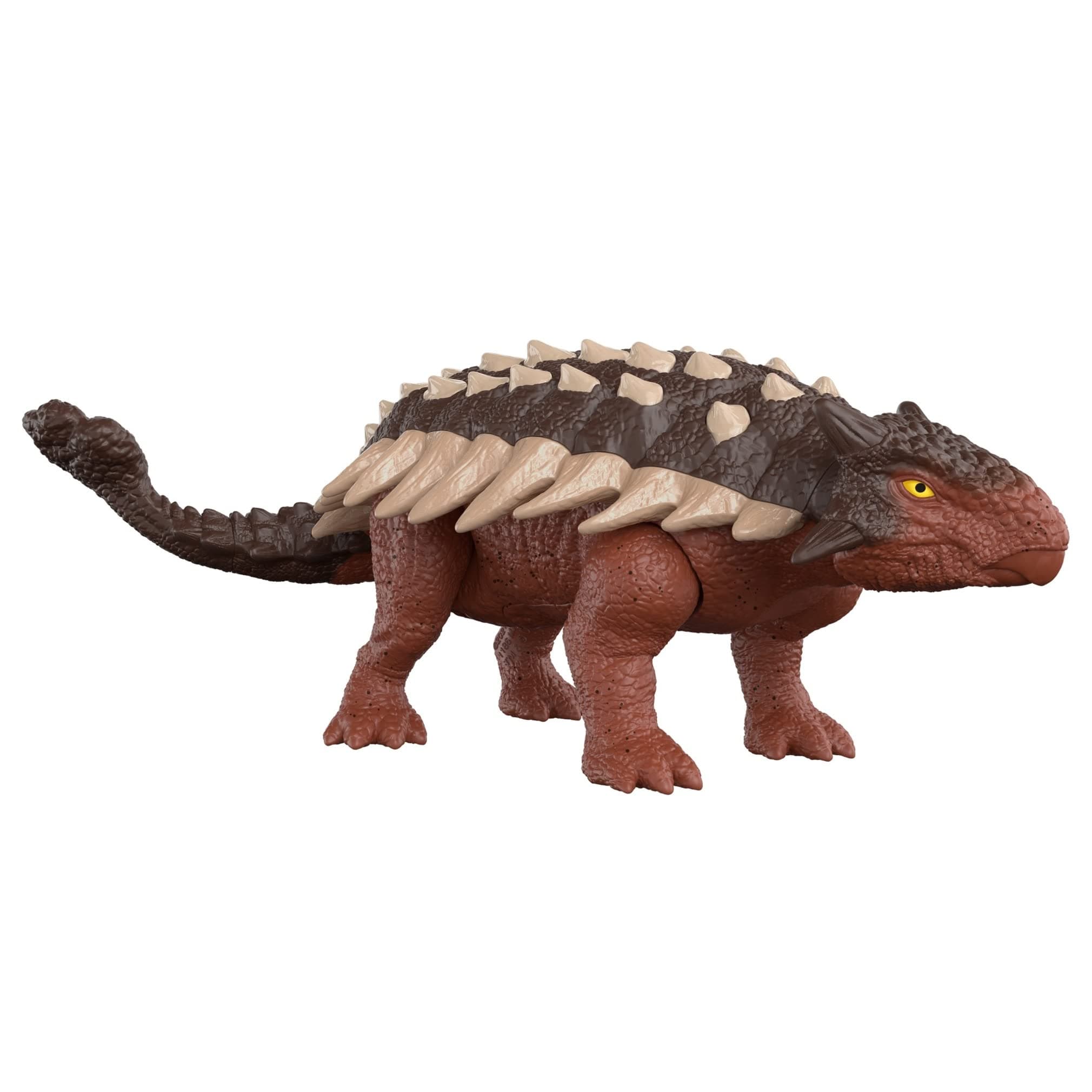 Mattel Jurassic World Jurassic World New Ruler Action Figure, Horu! Ankylosaurus, Total Length: Approx. 10.2 inches (26 cm), 4 Years Old and Up, HDX36, Brown, Medium