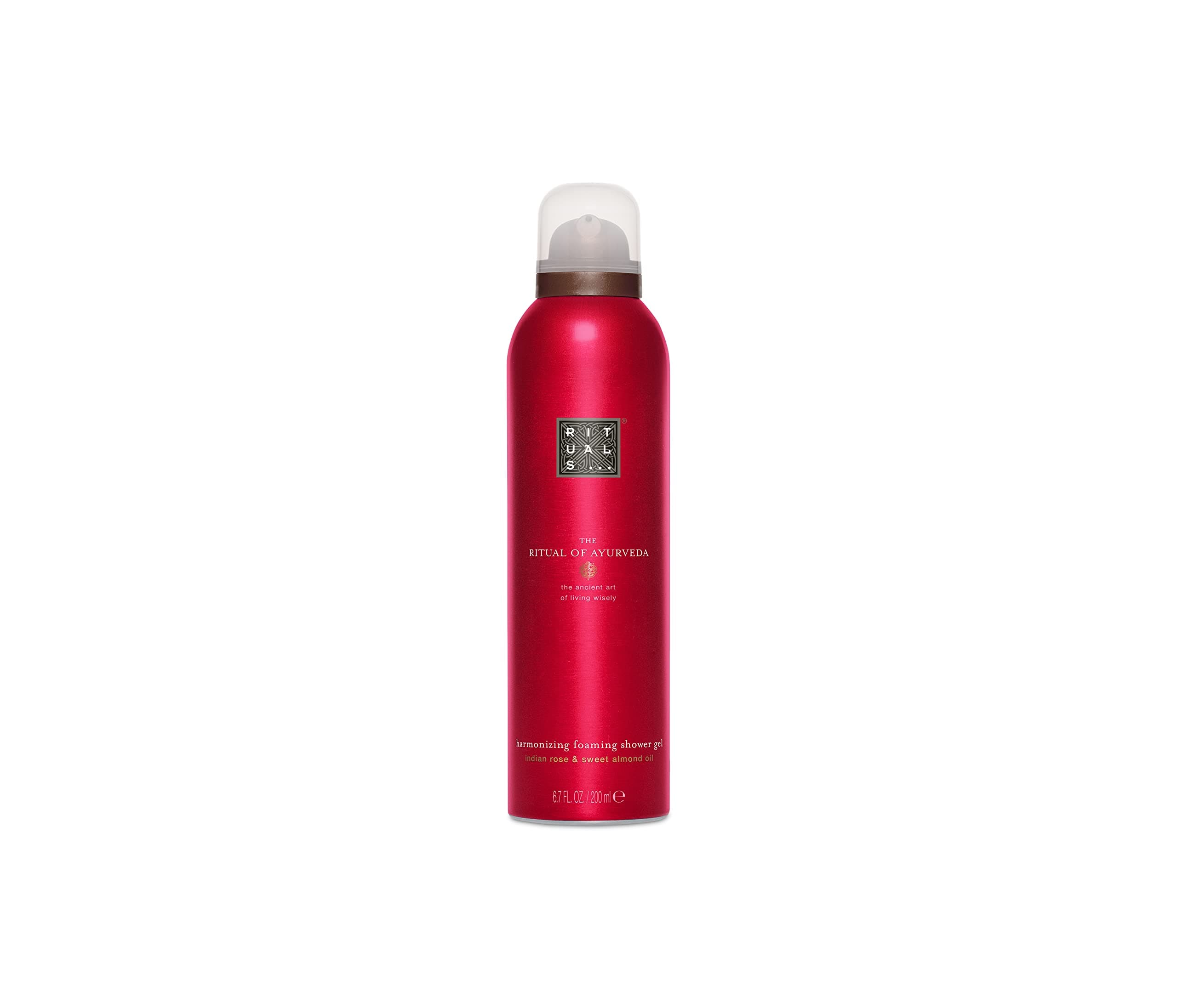 The of Ayurveda Foaming Shower Gel - Fragrant Body Wash with Sweet Almond Oil & Indian Rose - 6.7 Fl Oz