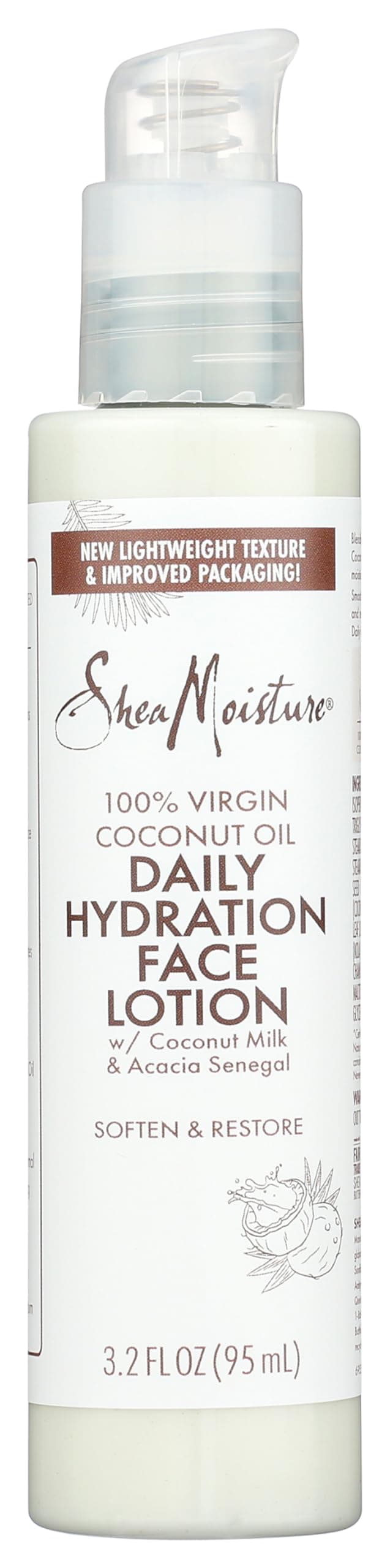 SheaMoisture 100% Virgin Coconut Oil Daily Hydration Face Lotion 3.2 Fl Oz (Pack of 1)