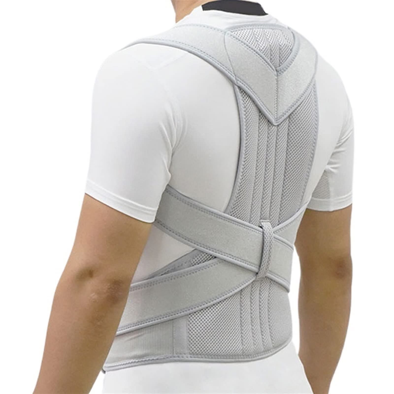 Silver Black Adjustable Back Posture Corrector Brace Support Belt Spine Shoulder Lumbar Posture Correction Women and Men XXL (Color : Grey, Size : M) beautiful things