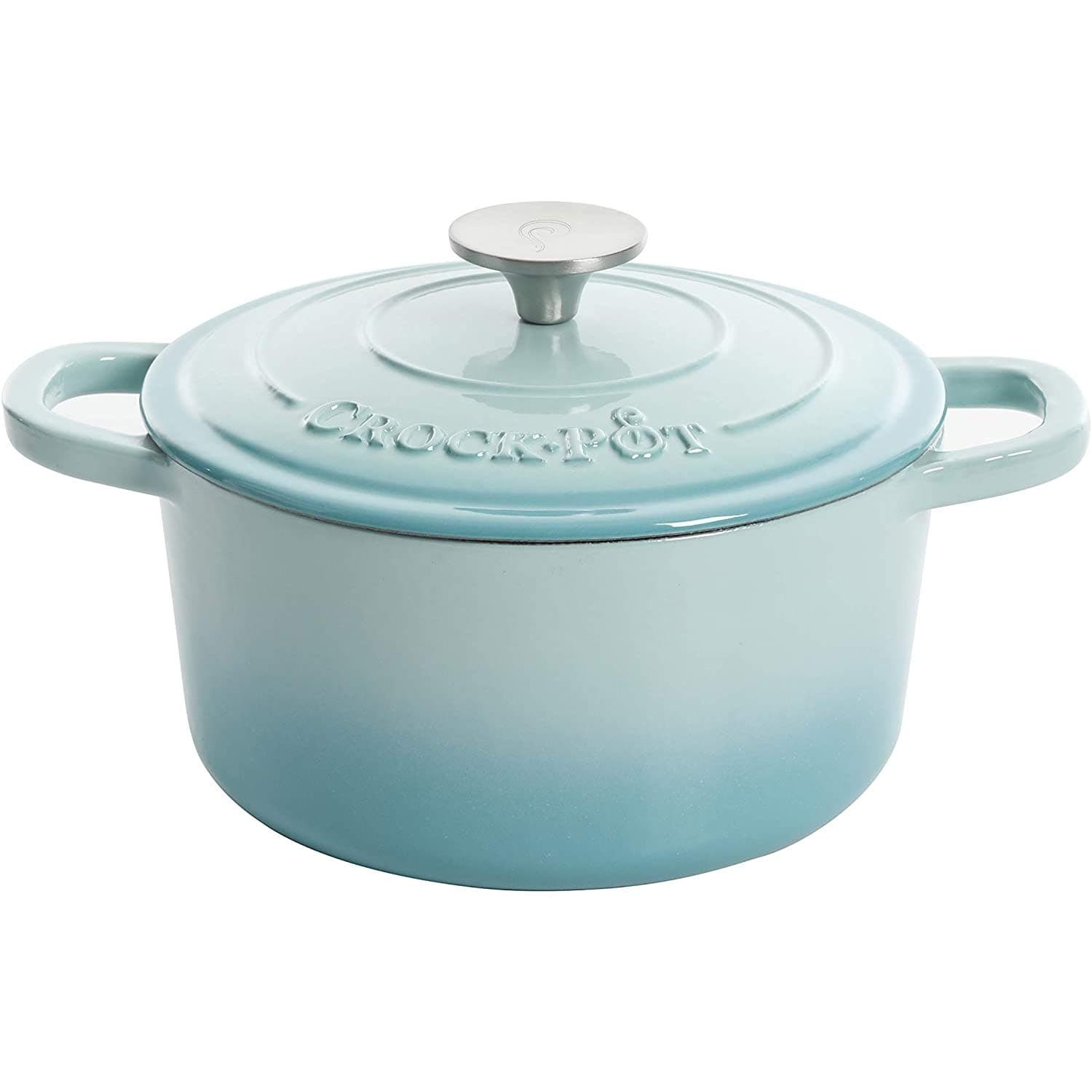Crock-Pot Artisan Round Enameled Cast Iron Dutch Oven, 5-Quart, Aqua.