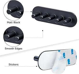 YAYINLI Toothbrush Holder, Electric Toothbrush Holder Wall Mounted, Anti-Rust Metal Toothbrush Head Holders for Bathroom, Self Adhesive Non Screw Tooth Brush Holder Organiser (Black, Large)