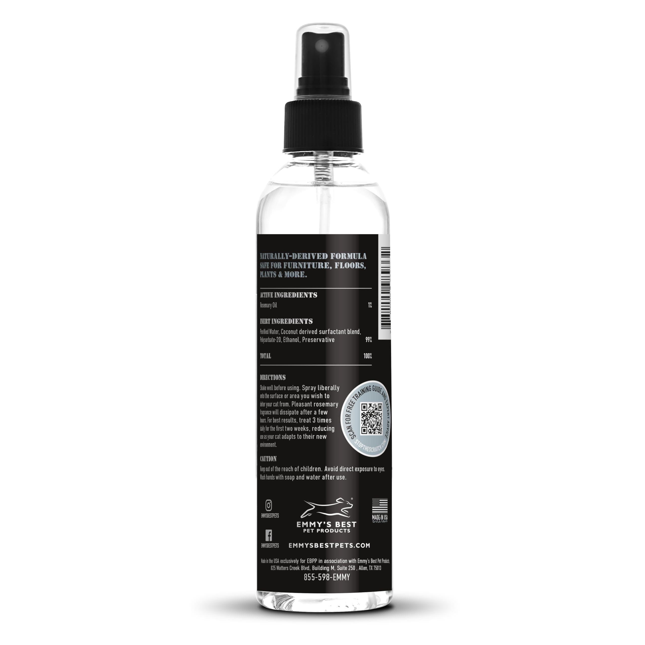 Emmy's Best Cat Scratch Deterrent Spray for Kittens and Cats - Non-Toxic, Safe for Plants, Furniture, Floors and More with Rosemary Oil and Lemongrass