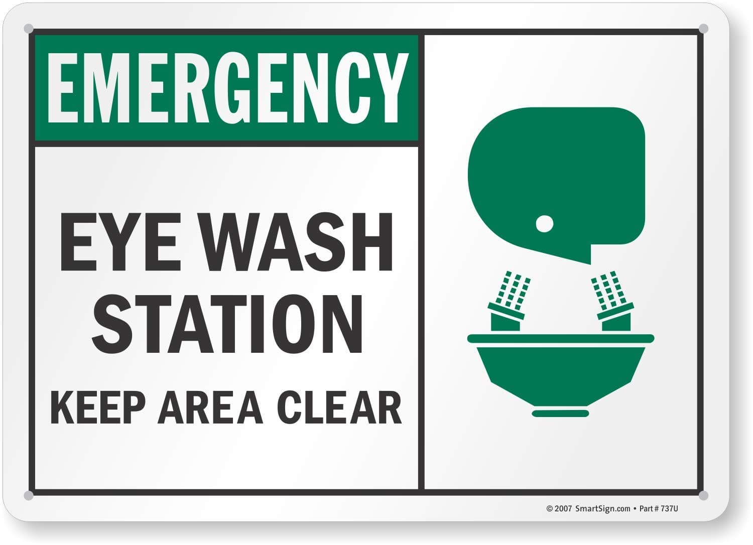 SmartSign"Emergency Eye Wash Station - Keep Area Clear" Sign | 10" x 14" Plastic