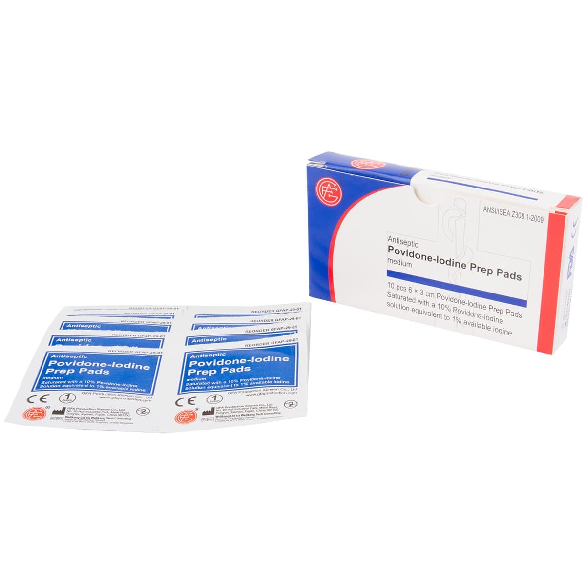 Genuine First Aid Povidone-Iodine Prep Pads, 10/Box