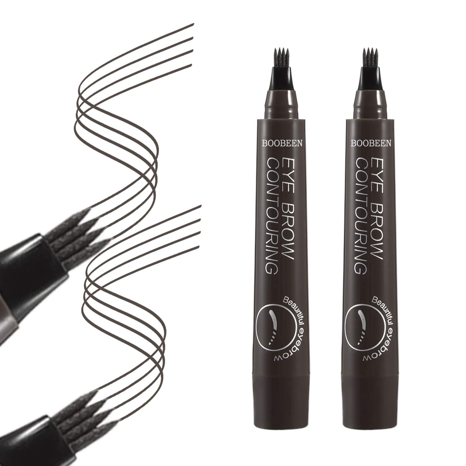 Boobeen 2Pcs Microblading Eyebrow Pencil - Waterproof Eyebrow Tattoo Pen with a Micro-Fork Tip Applicator - Creates Natural Looking Brows Effortlessly