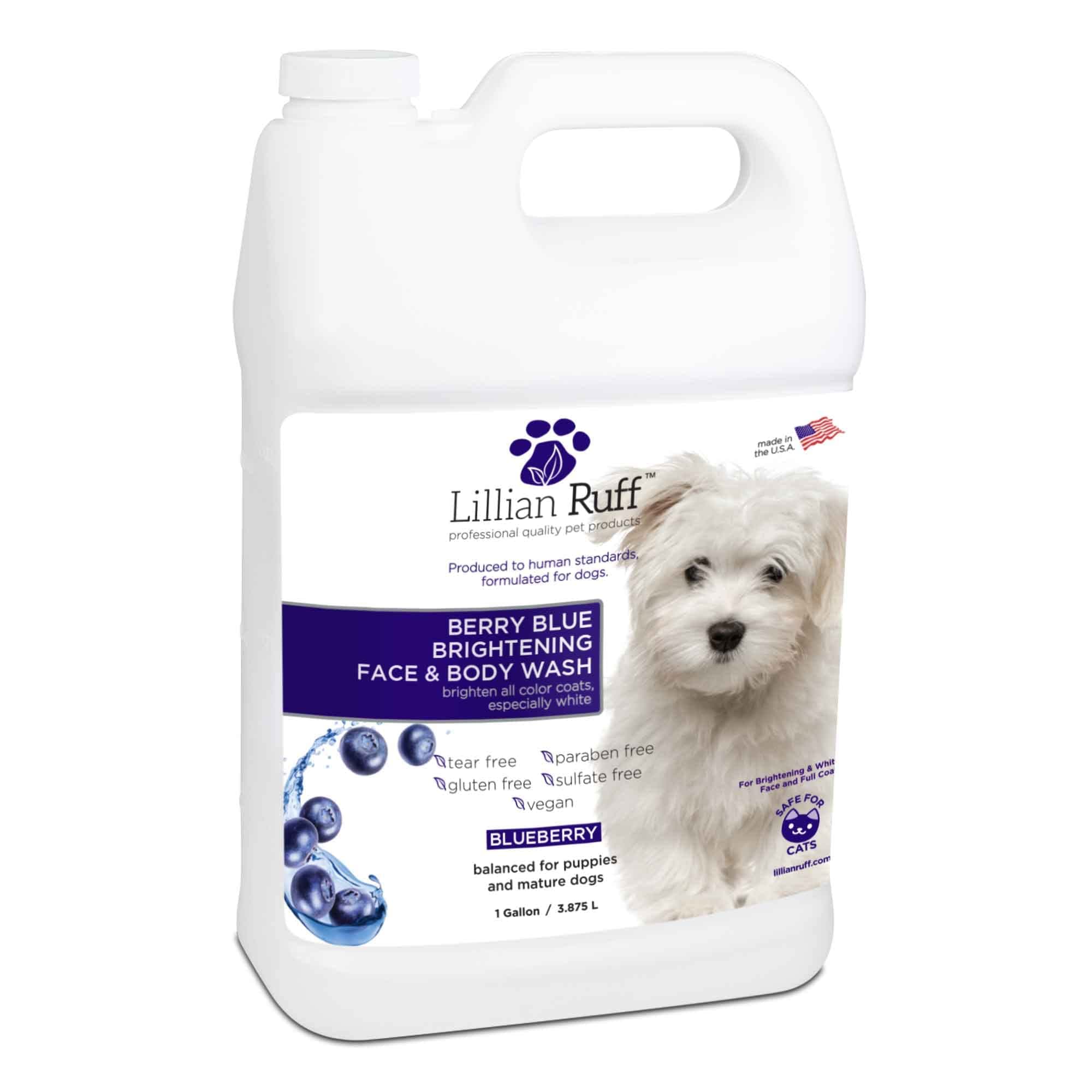 Lillian Ruff Berry Blue Brightening Face and Body Wash for Dogs and Cats - Tear Free Blueberry Shampoo - Remove Tear Stains, Hydrate Dry Itchy Skin, Add Shine & Luster to Coats - Made in USA (Gallon)