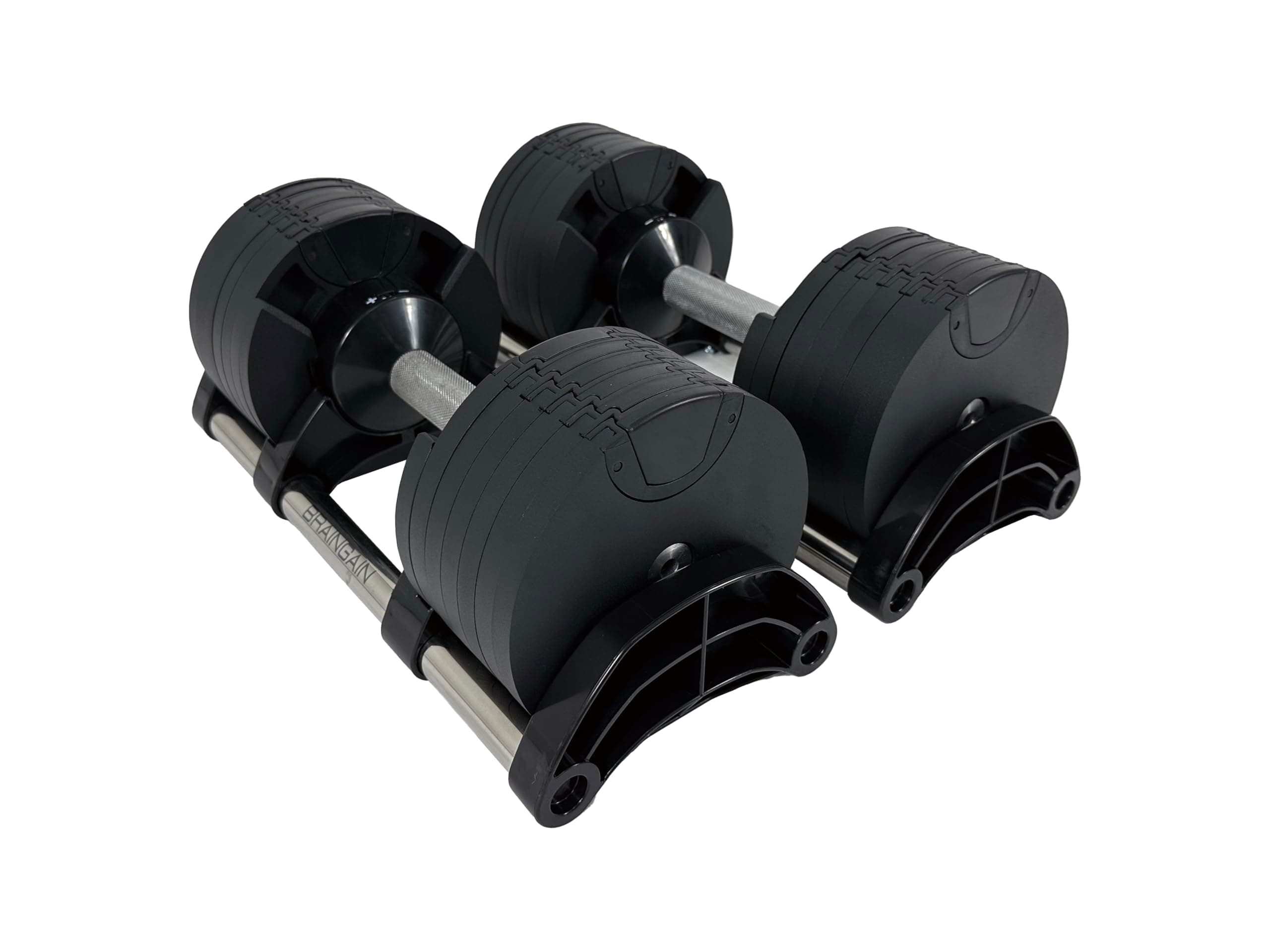 BRAINGAIN 12-in-1 PAIR 24kg 2kg Increments Adjustable Dumbbell Easy Safe Locking Mechanism) Home Fitness Gym Equipment (2x24kg)