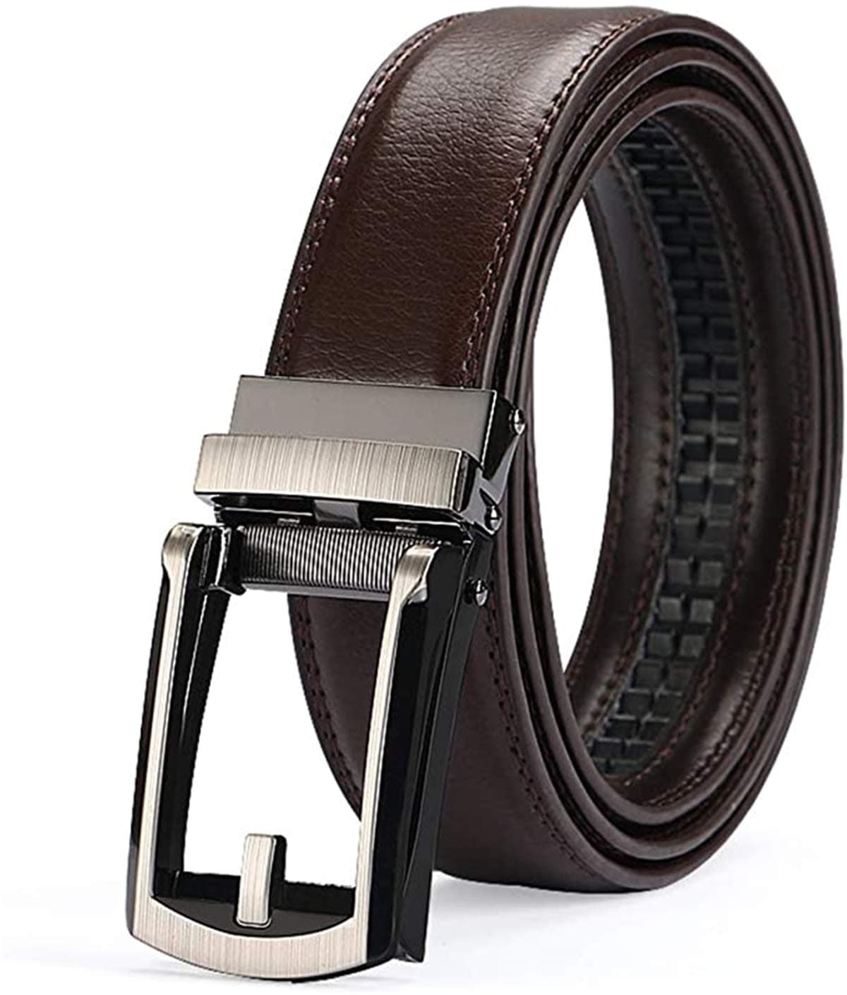 Men's Comfort Genuine Leather Belt with One Click Buckle, Fit for 27-46"