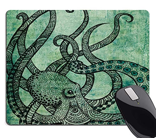 Hscban Gorgeous Cool Octopus Colored Printed Green Mousepad Non Slip Rubber Mouse pad Gaming Mouse Pads