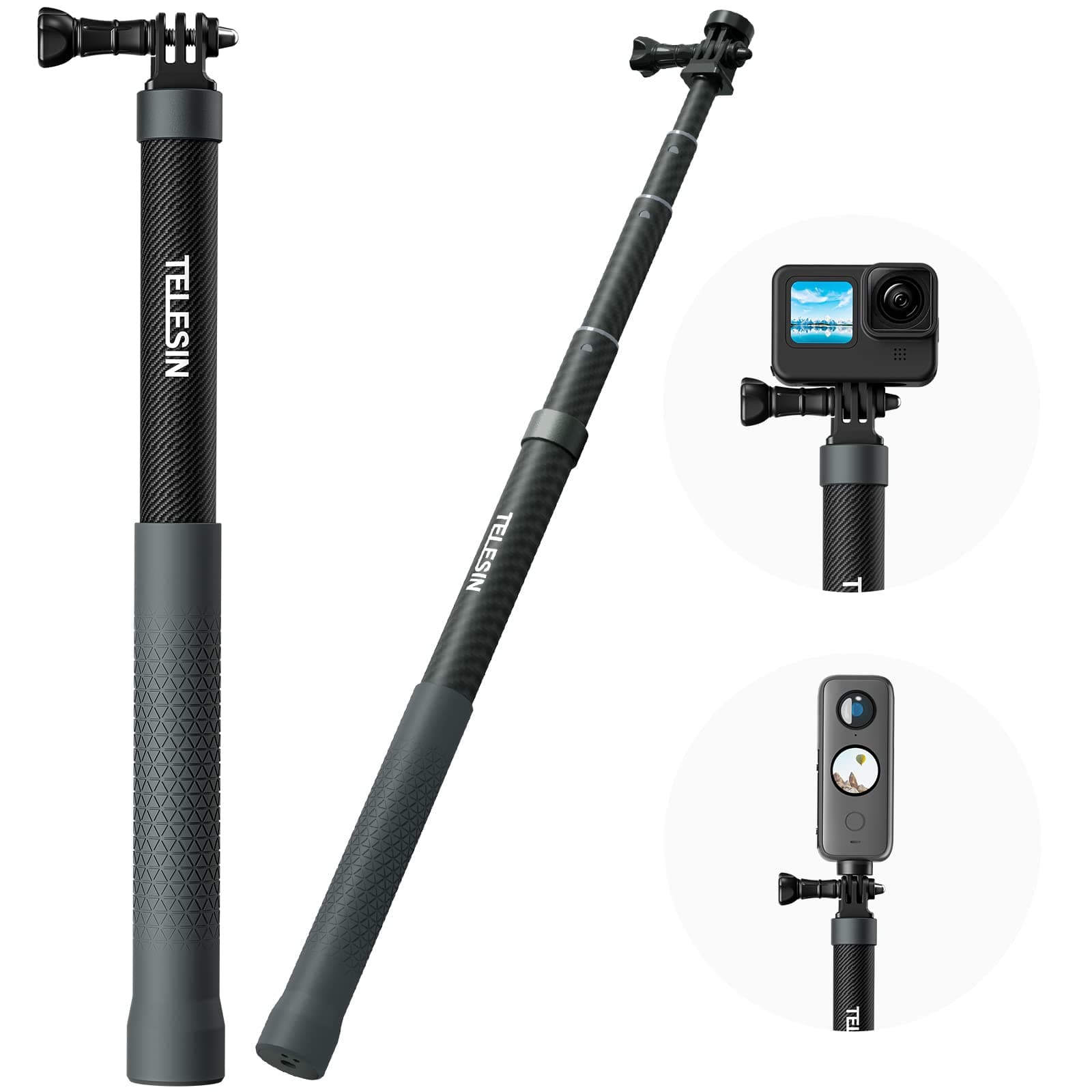 TELESIN Selfie Stick Long Pole Invisible for GoPro Insta360 (120cm/47.2 inch)...