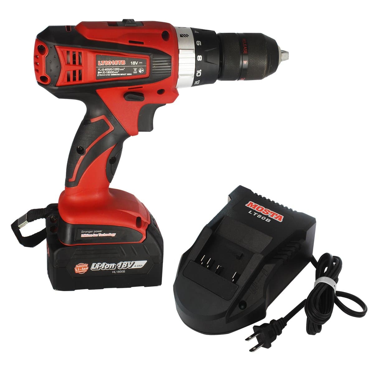 Mosta Cordless Impact Drill Driver 18V Lithium-Ion-LT8018TB Labor Saving Nail Extractor Suitable for Multi Scene(One Battery)