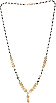 Mandi Mangalsutra for Women, CZ Multi-Stones Gold-Plated Pendant, Black Crystal Beaded Chain, Traditional Indian Jewelry Necklace for Weddings, Festivals, Gifts - Elegant Mangalsutra Necklace