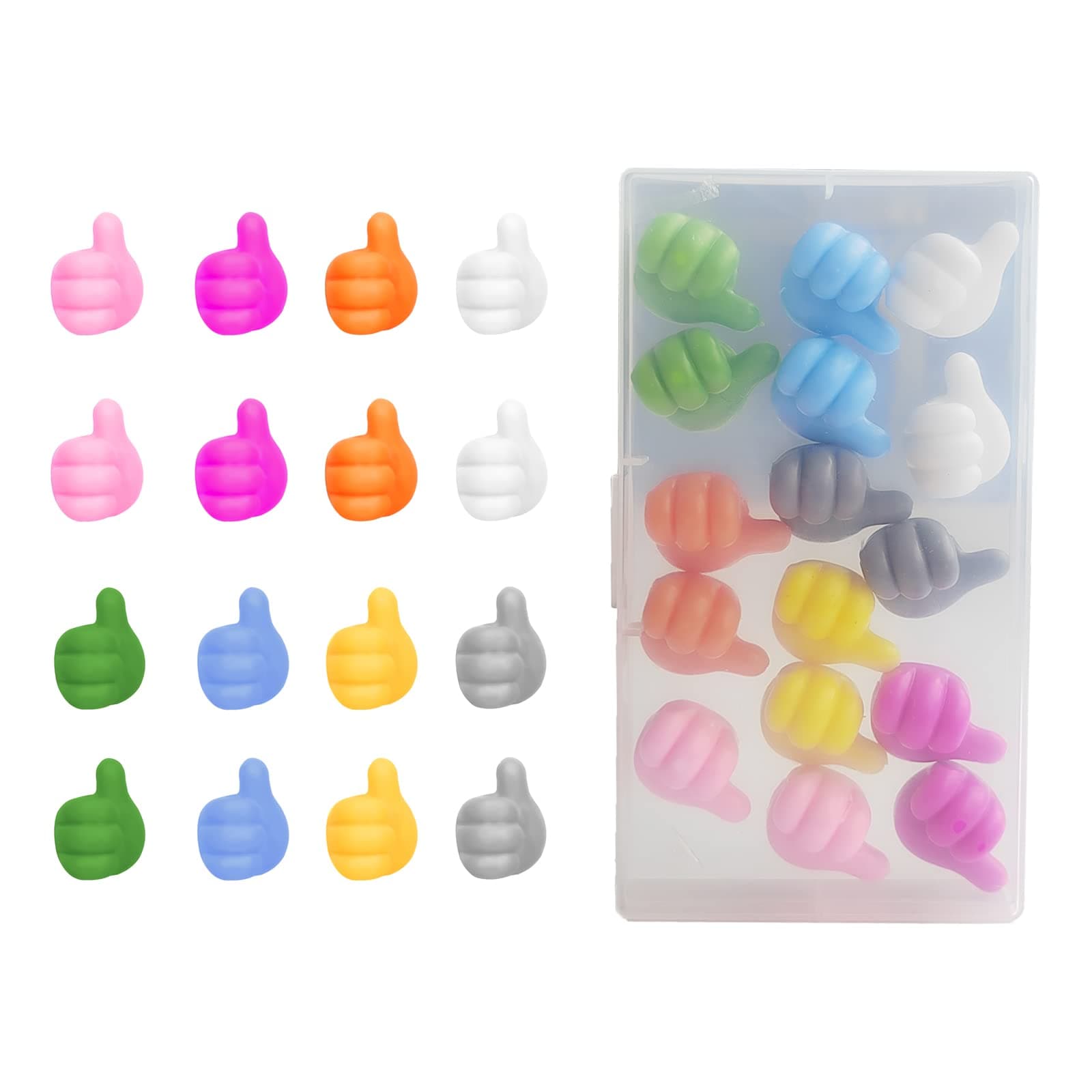 GoodUping Creative Thumb Wall Hook, Toothbrush Holder ,Self-Adhensive Thumb Cable ,Clip Key Plug Hook Wall Hangers for Bathroom ,Kitchen, Living Room, Office,Refrigerater,Door.(16 pcs ,8 Colors)