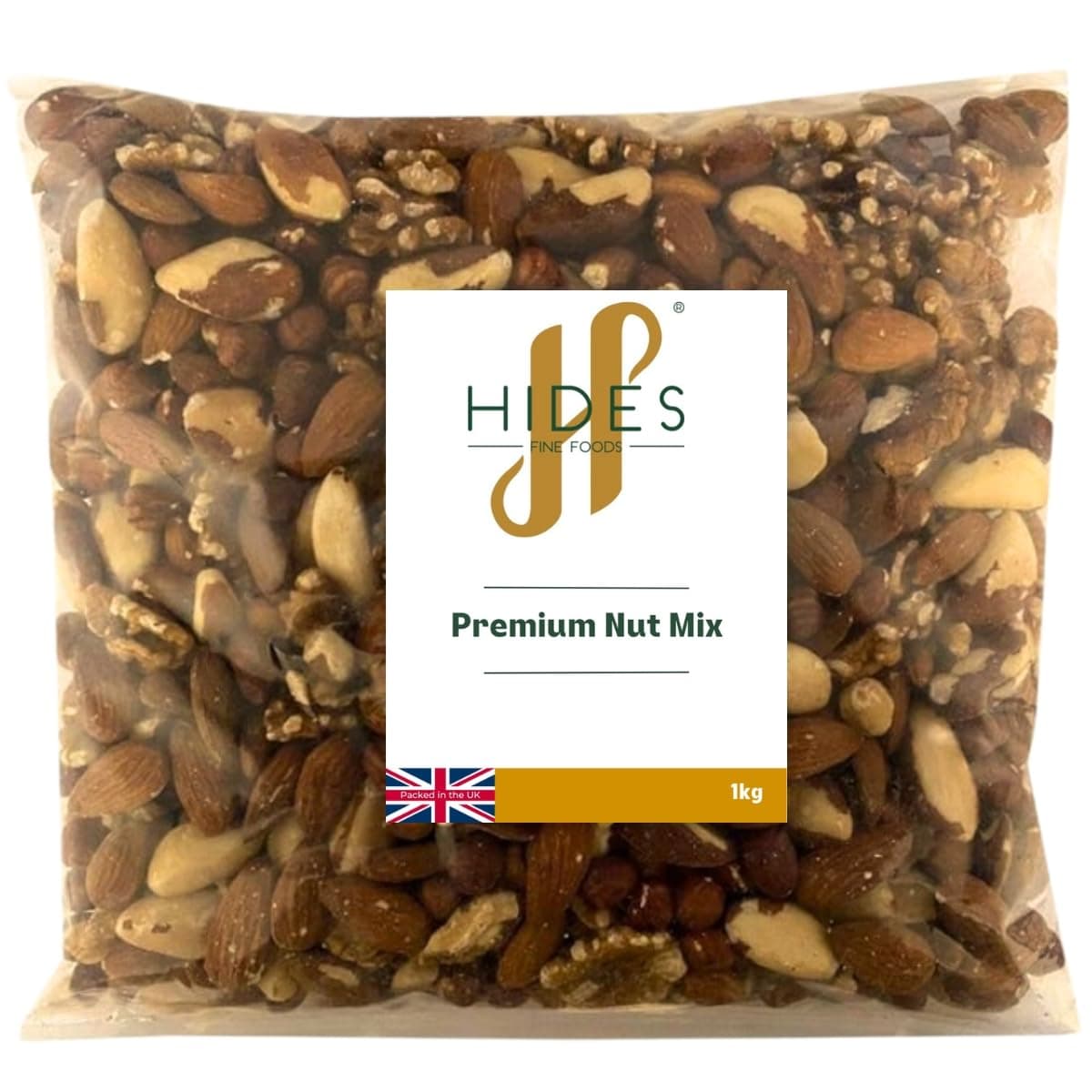 Hides Fine Foods - Premium Nut Mix 1kg - GMO Free - Suitable for Vegetarians - Great for Baking - Flapjacks - Granola - Trail Mix - Snacking - Cooking