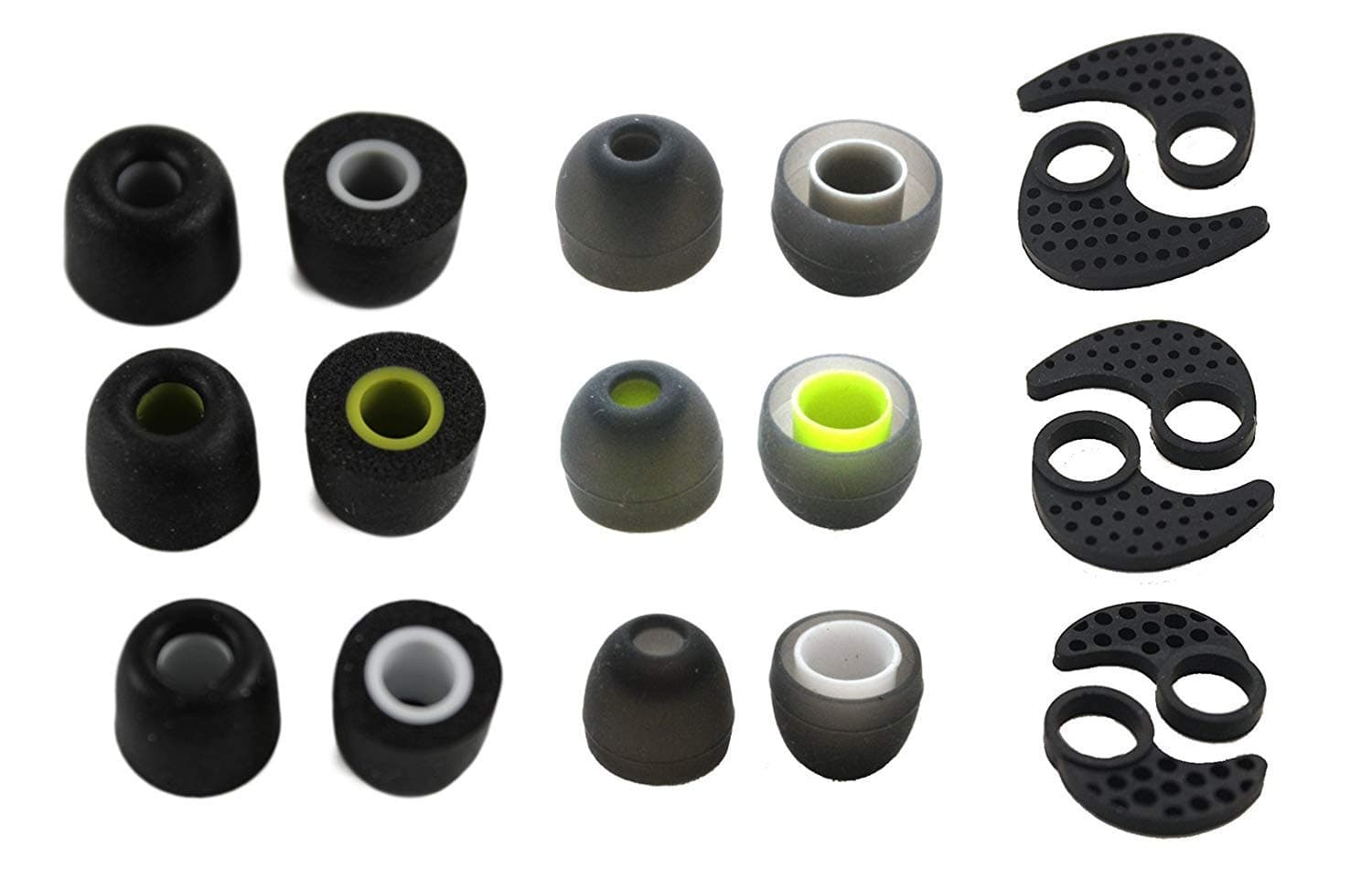 Accessory Pack for JayBird BlueBuds X, X2 & X3 - 3 Memory Foam, 3 Silicone EarFINS & 3 Rubber Earbuds