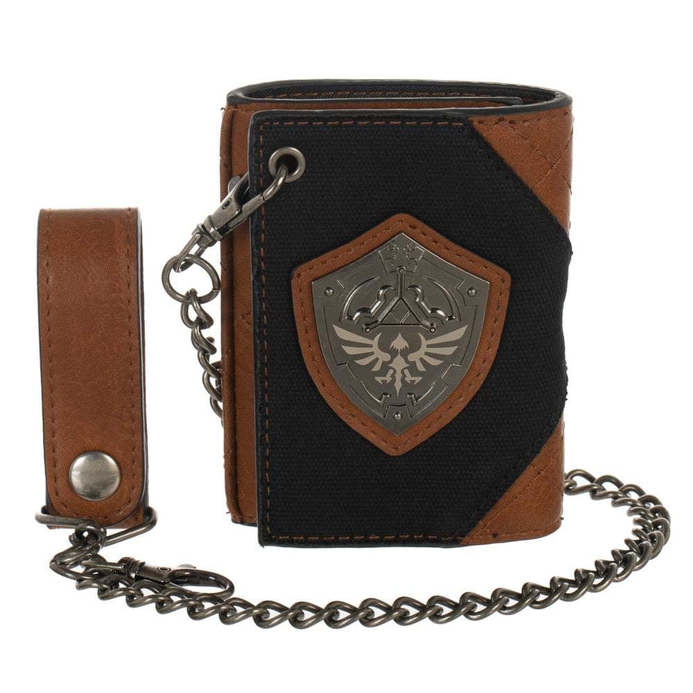 Bioworld Zelda Video Game Hylian Shield PU and Canvas Wallet, Multi, OSFA, Belt Wallet