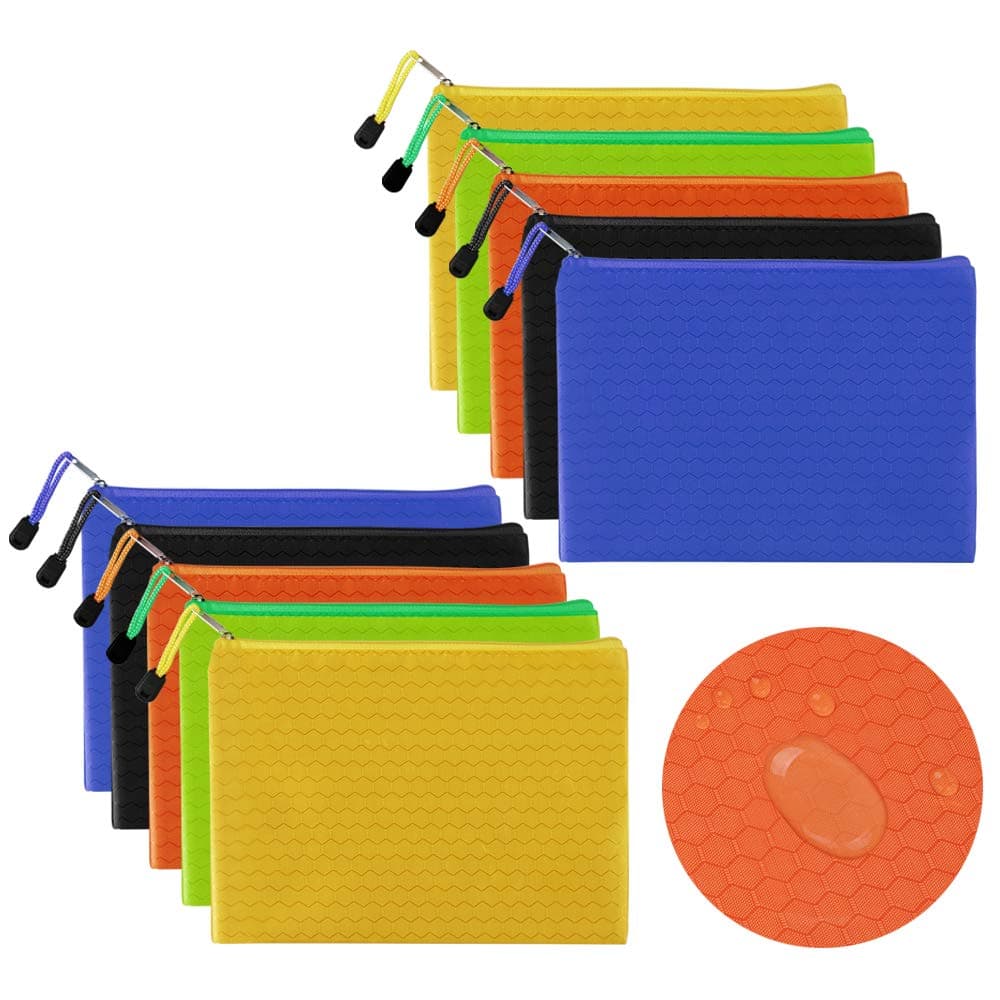 10 Pack Zip File Bag A5 Zipper File Wallet Document Folders Ziplock Bags Zip Pouch Document Pocket Organizer for School, Office, Homework, Cosmetics, Receipts Storage