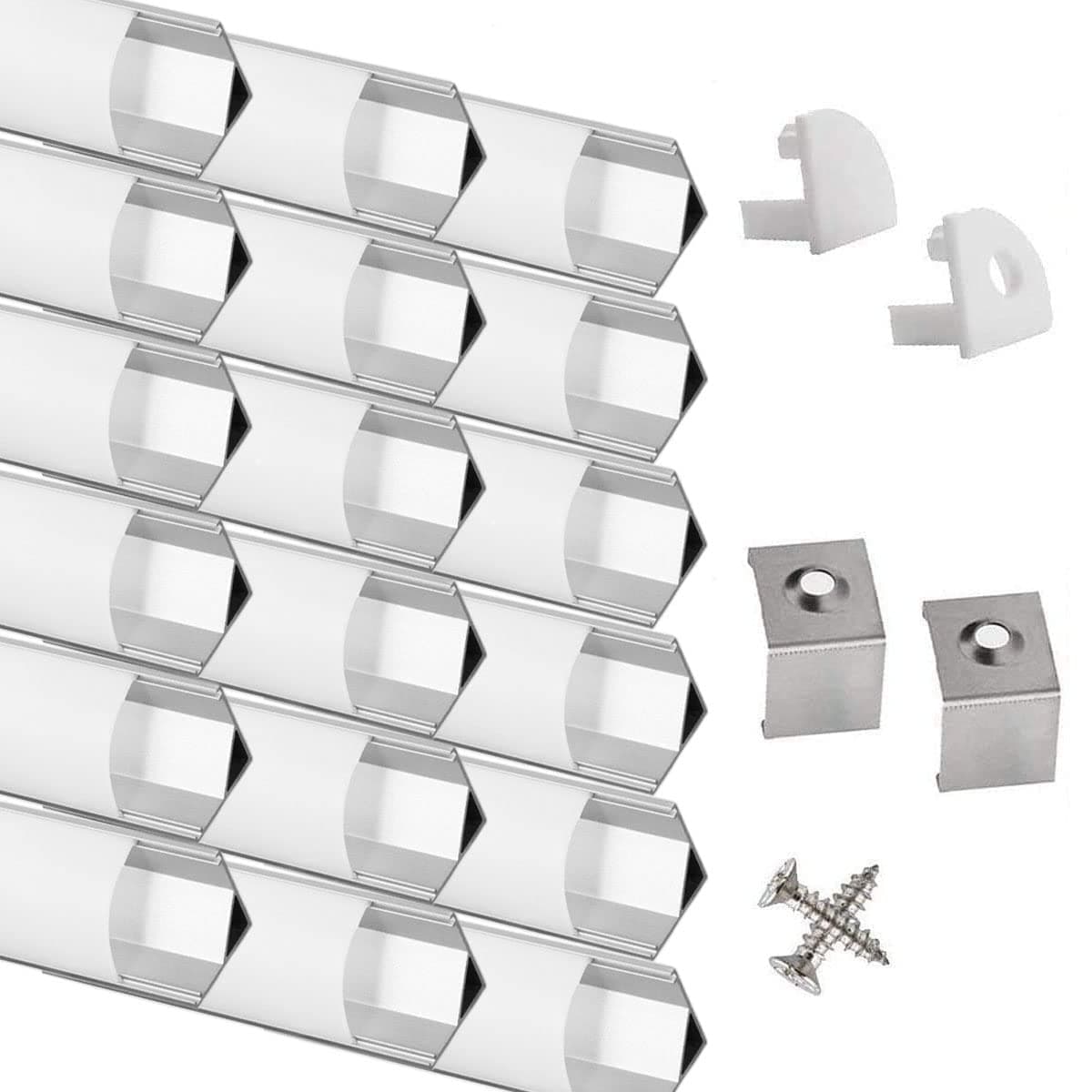 StarlandLed18x1.9m Led Aluminum Channel V, 1.9Meter/6.23ft Led Channels and Diffusers with End Caps and Mounting Clips for LED Flexible Light Strip