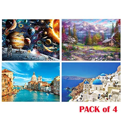 Jigsaw Puzzles Pack of 4 - Each 1000PCs, Joopee Puzzle for Adults Kids - Educational Intellectual Decompressing Fun Family Game (Landscape)