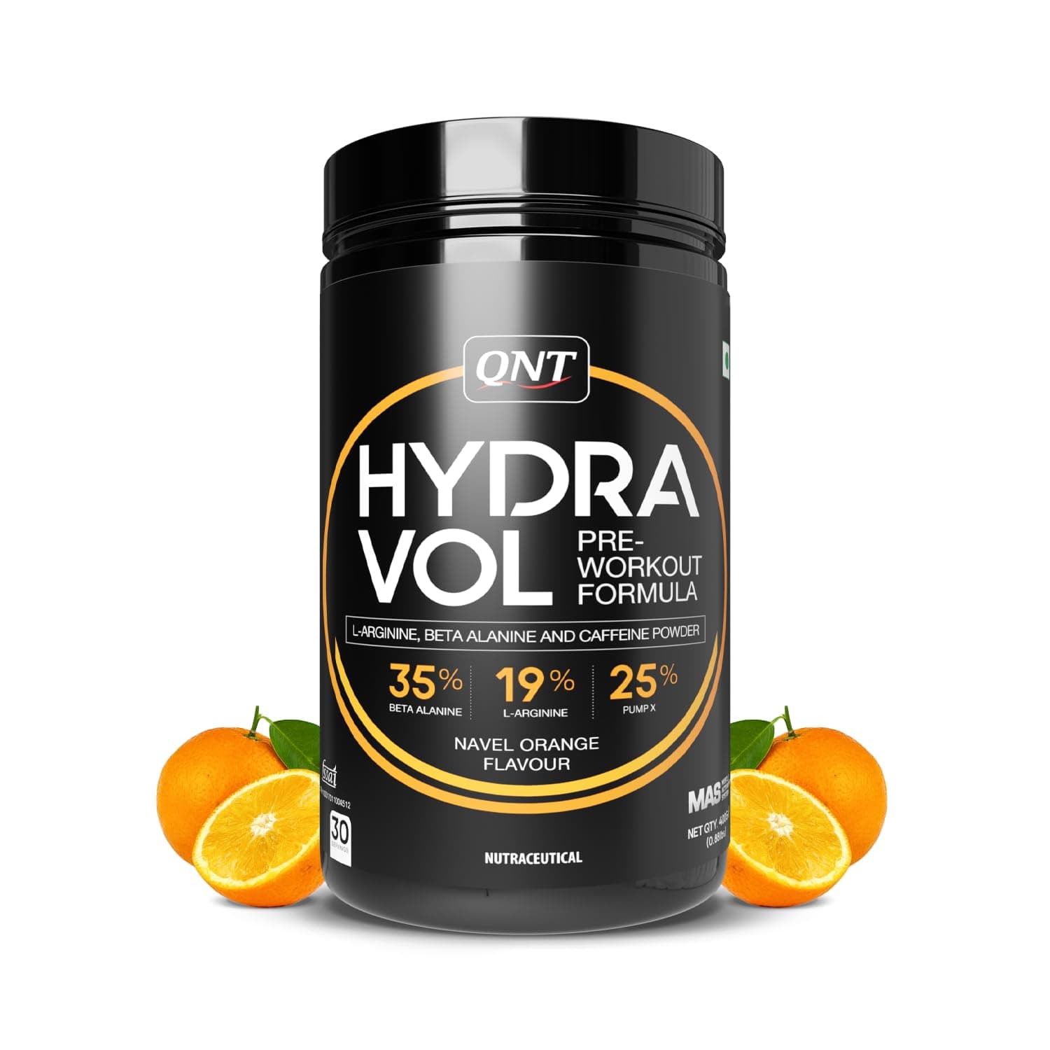 QNT Hydravol Pre-Workout Supplement | 400g | Naval Orange | Instant Energy & Quick Muscle Pump | Beta-Alanine & Caffeine For Enhanced Focus & Muscle Strength