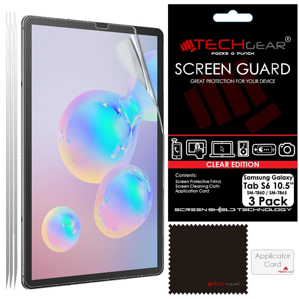TECHGEAR 3 Pack Galaxy Tab S6 10.5" Screen Protectors (SM-T860 / SM-T865), Ultra CLEAR Screen Protector Guard Cover Designed for Samsung Galaxy Tab S6 10.5"