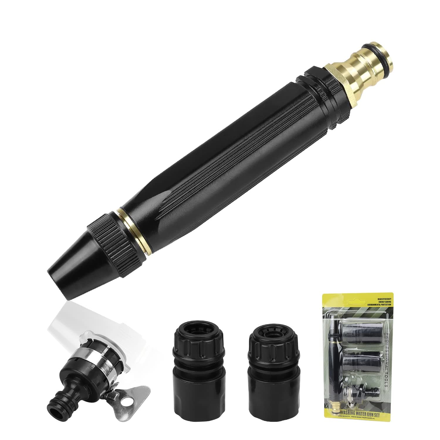 Metal Garden Spray Gun, HASLED Garden Sprayer with 3 Interfaces, 360° Rotation Adjustment Spray Nozzle, Multifunctional Hand Shower Garden for Garden Watering and Car Cleaning