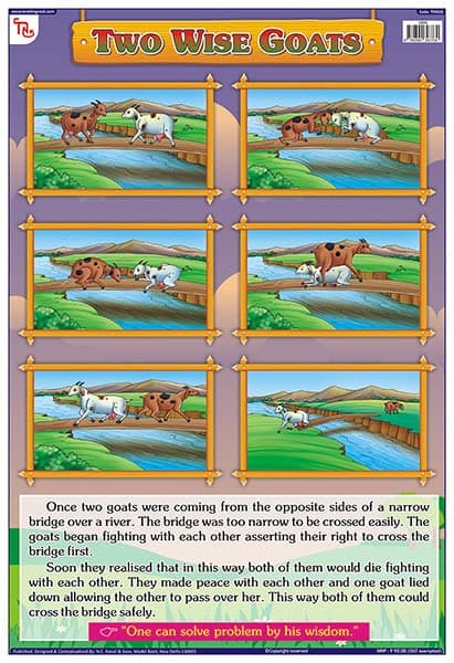 TMS26E | TEACHINGNEST Two Wise Goats Chart | English Moral Story | Laminated 33x48 cm (13x19 inch) | Wall Sticking [Wall Chart] teachingnest [Wall Chart] teachingnest