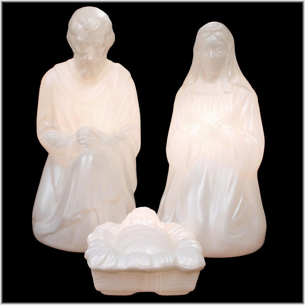 3 piece Outdoor Lighted Plastic Holy Family Nativity Set for Yard