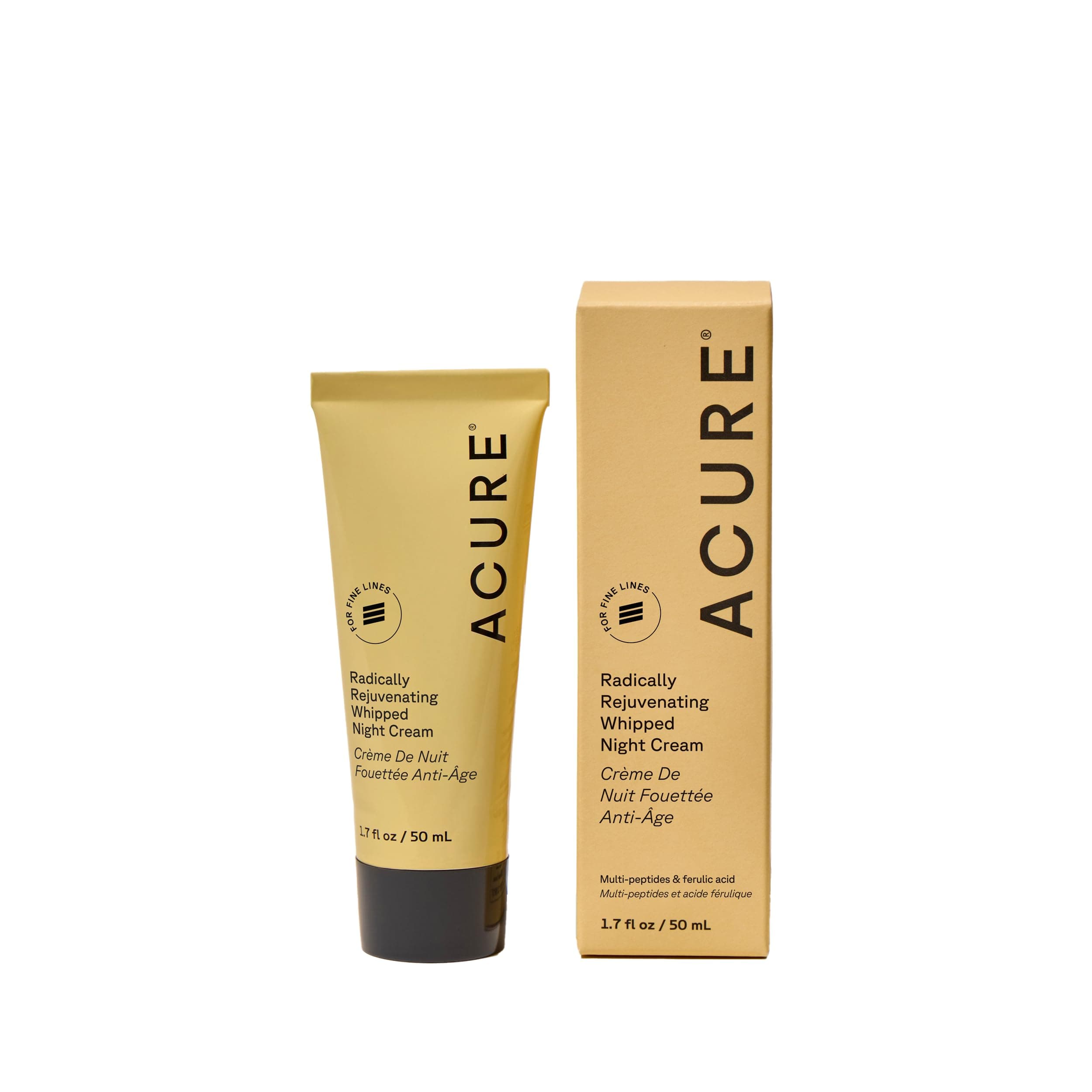 ACURE Radically Rejuvenating Whipped Night Cream - 1.7 Fl Oz – Provides Anti-Aging Support – Multi-Peptides, Ferulic Acid & Vitamin C Hydrate and Rejuvenate - 100% Vegan