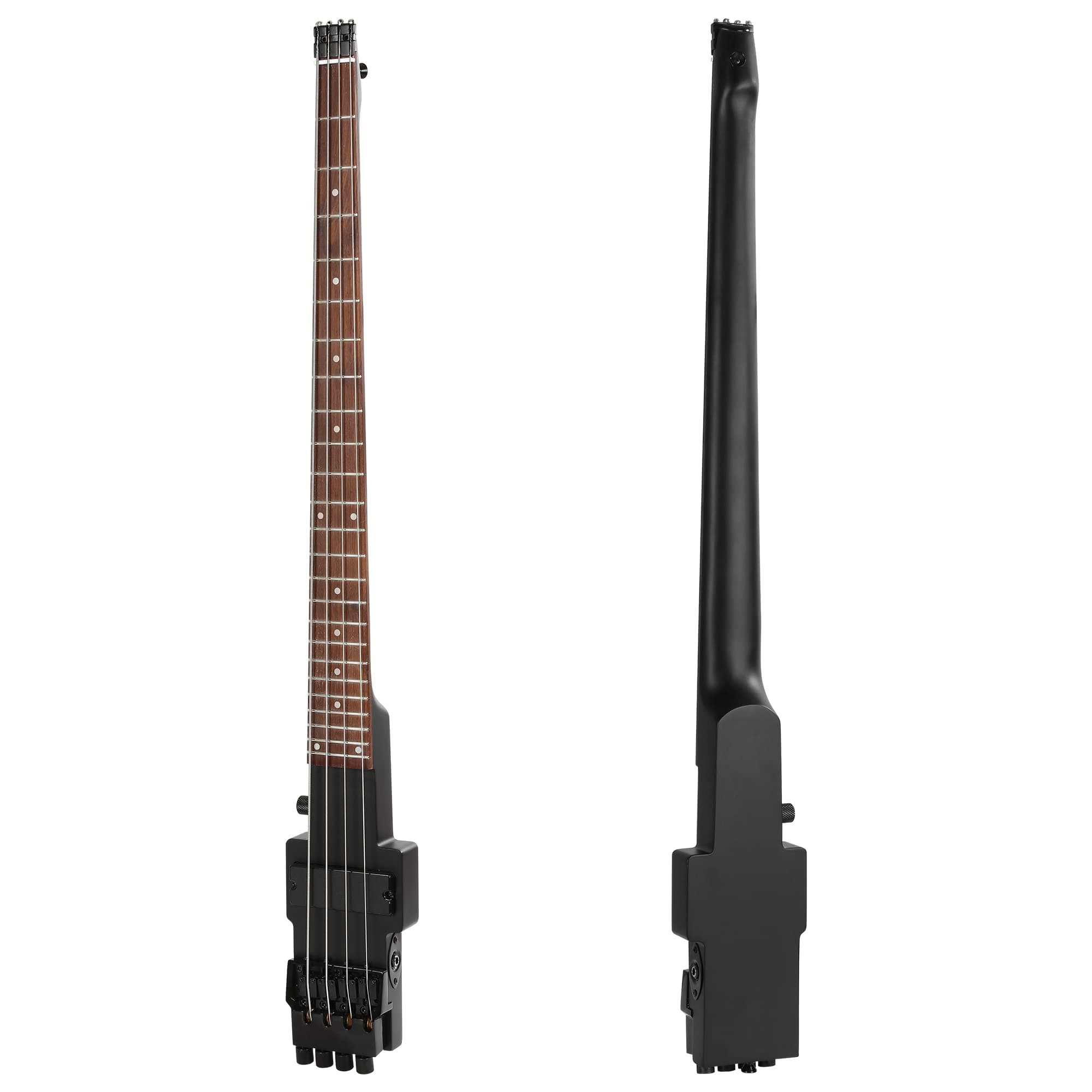 Batking Travel Bass Guitar, Headless Electric Bass 4 Strings in Black Color with Gigbag