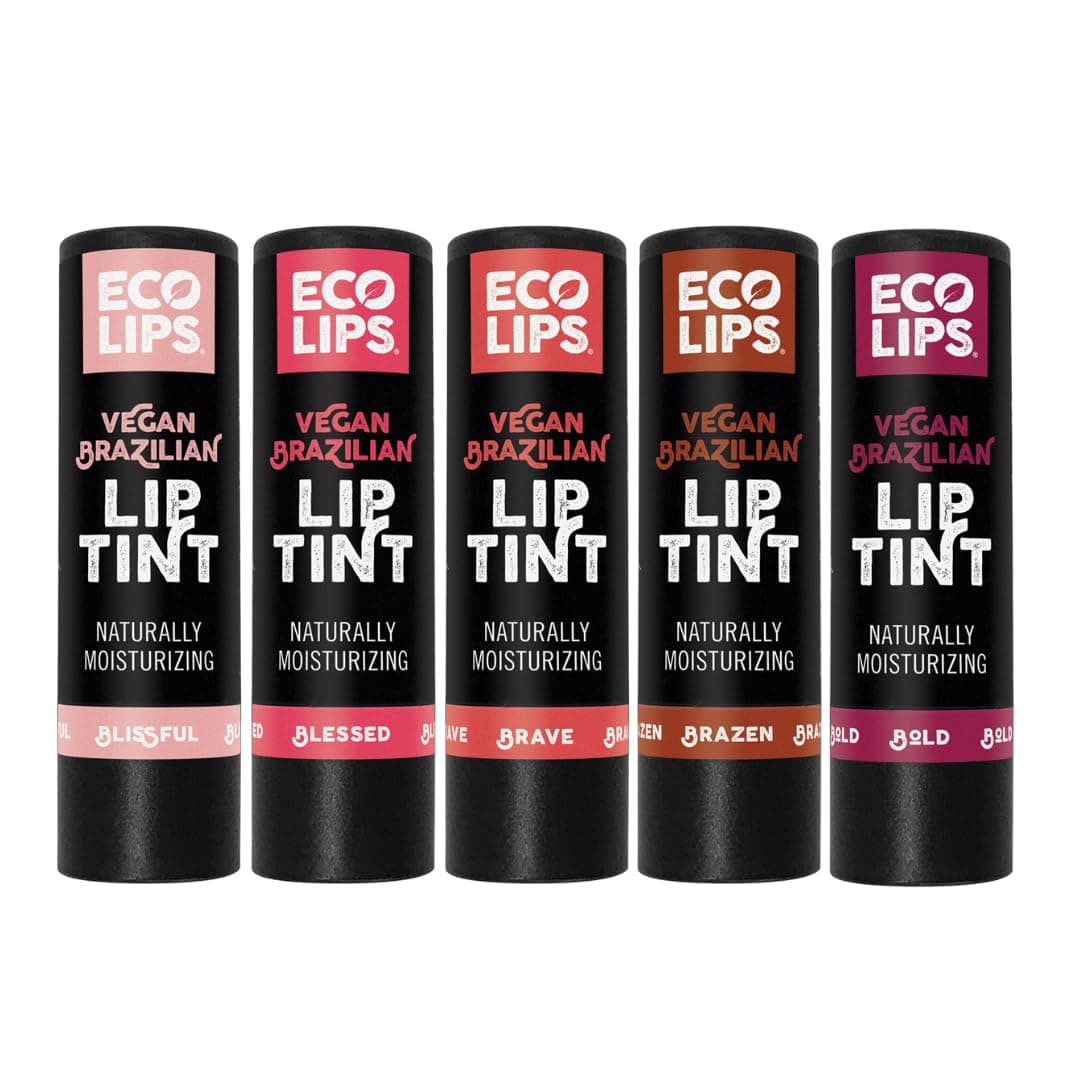 Sponsored Ad - Vegan Cruelty-Free Brazilian Lip Tint Variety Pack - 100% Natural Lip Balm (Blessed, Blissful, Brave, Brazen, Bold) (5 Pack) | Made in USA